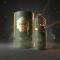 Green perfume bottle and packaging with 'ELAF' branding on a white background